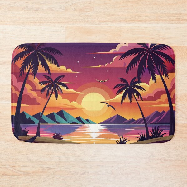 Item preview, Serene Tropical Sunset with Palm Trees - Dreamy Beachscape Art designed and sold by Motifai.