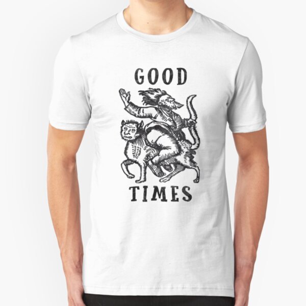 Good Times with a Bearded Man Riding a Big Dog T-Shirt Gift Slim Fit T-Shirt