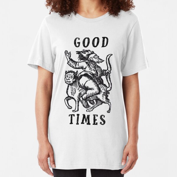 Good Times with a Bearded Man Riding a Big Dog T-Shirt Gift Slim Fit T-Shirt