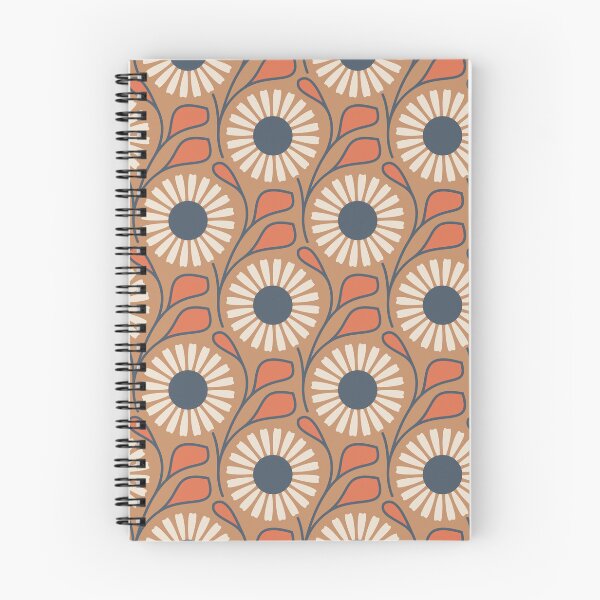 Item preview, KF 0247 D - Vintage Retro Daisy 70s Floral Pattern in Brown Red Navy designed and sold by KhakiFinch.