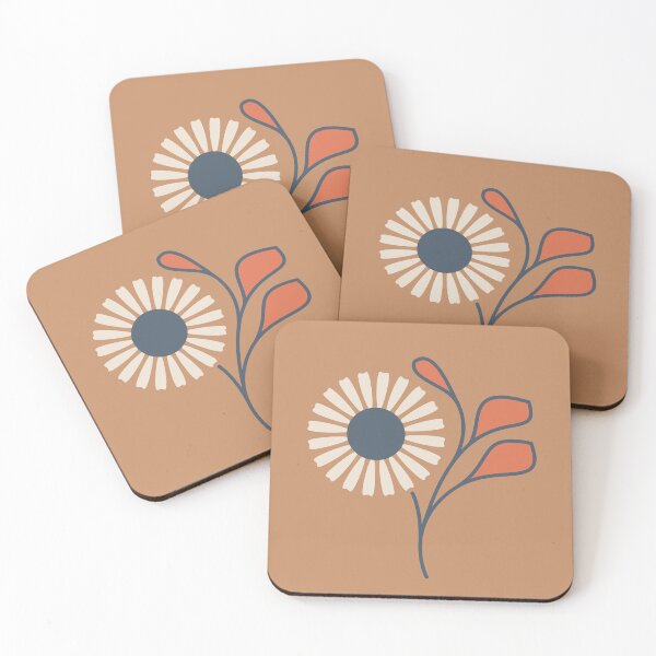 Item preview, KF 0247 D - Vintage Retro Daisy 70s Floral Pattern in Brown Red Navy designed and sold by KhakiFinch.