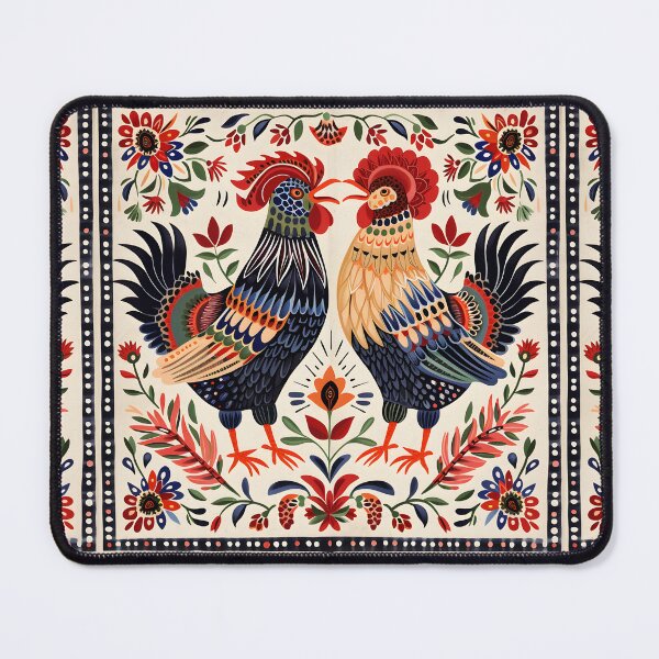 Item preview, Folk roosters-cockerels against each other designed and sold by Folksy Living.