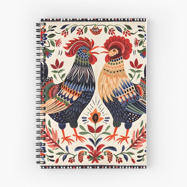 Item preview, Folk roosters-cockerels against each other designed and sold by Folksy Living.