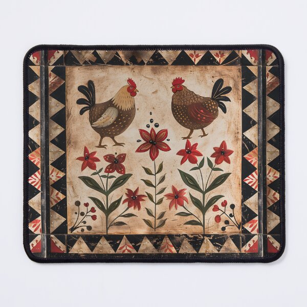 Item preview, Folk chicken square tile 3D designed and sold by Folksy Living.
