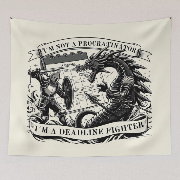 Item preview,  Knight Battling Procrastination Dragon  - Deadline Motivation Quote designed and sold by Dominika Farkašová.