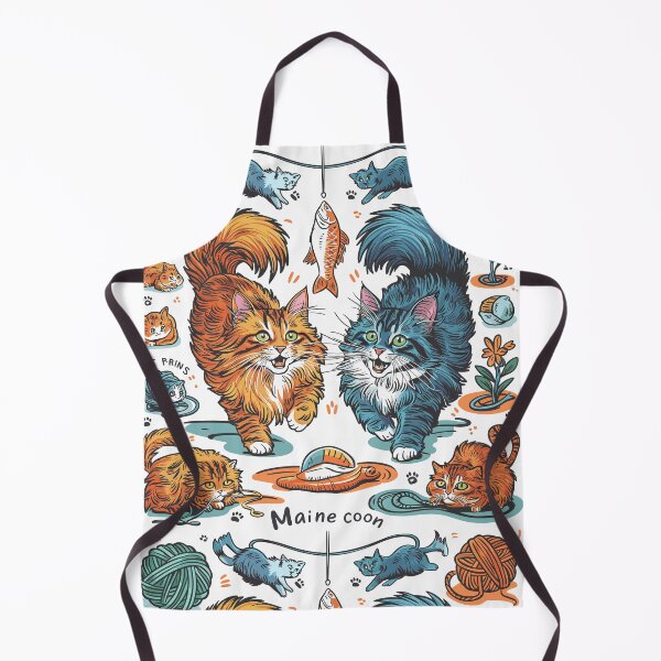 Item preview, Whimsical Maine Coon Cat Illustration Pattern | Playful Pet Art | HahaHandlesHub designed and sold by HahaHandlesHub.