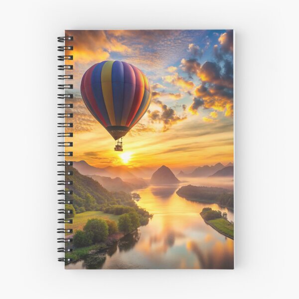 Item preview, An air balloon flying over the river designed and sold by WeirdStuffStore.