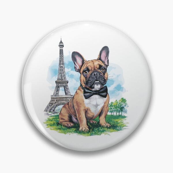 Item preview, Elegant French Bulldog with Bowtie Art in Eiffel Tower | Stylish Dog Illustration | HahaHandlesHub designed and sold by HahaHandlesHub.