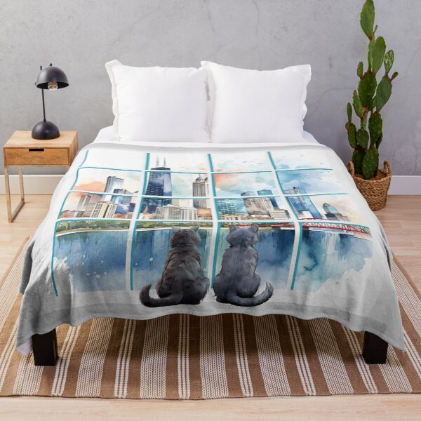 Item preview, Chicago Skyline Window Cats designed and sold by molamode.