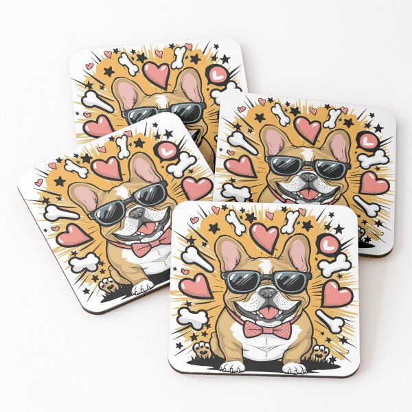Item preview, Vibrant French Bulldog Cartoon Illustration with Whimsical Elements | Playful Dog Art | HahaHandlesHub designed and sold by HahaHandlesHub.