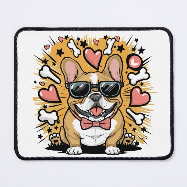 Item preview, Vibrant French Bulldog Cartoon Illustration with Whimsical Elements | Playful Dog Art | HahaHandlesHub designed and sold by HahaHandlesHub.