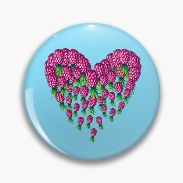 Item preview, Pink & Green Upside Down Pineapple Heart On Light Blue designed and sold by JLEmporium.