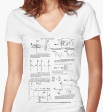 Physics, Magnets, Electromagnetism, magnetic, electric, current, tesla, weber, electromagnet, flux, pole, dipole Women's Fitted V-Neck T-Shirt