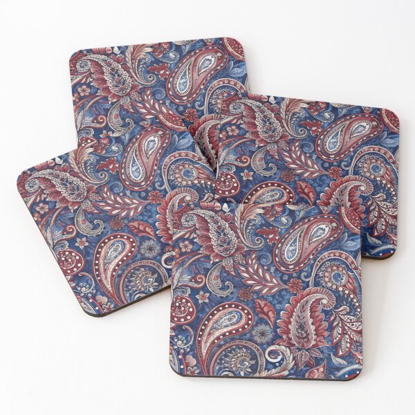 Item preview, Boho Style paisley pattern,maroon red and blue designed and sold by patterncrow.
