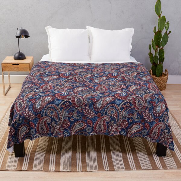 Item preview, Boho Style paisley pattern,maroon red and blue designed and sold by patterncrow.