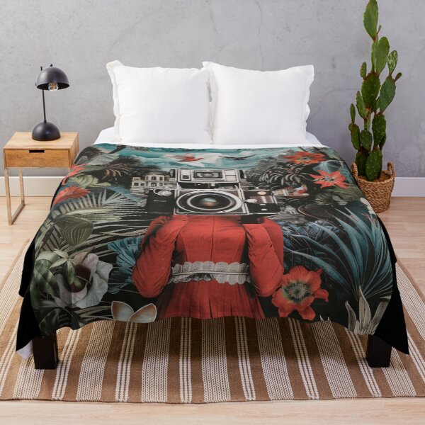 Item preview, Surreal Camera Head in Tropical Landscape - Whimsical Collage designed and sold by my-moody-place.