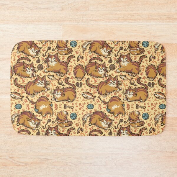 Item preview, Vibrant Maine Coon Cats Frolicking Illustration | Whimsical Cat Pattern | HahaHandlesHub designed and sold by HahaHandlesHub.