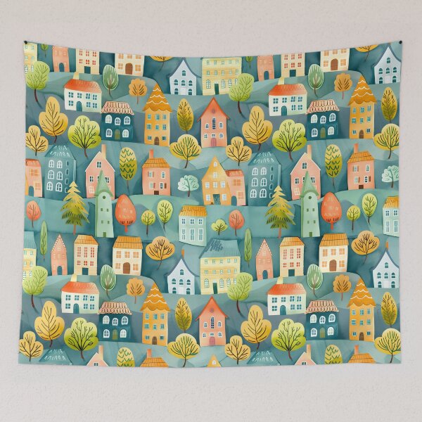 Item preview, Cute Town Houses Pattern For Kids designed and sold by sheprint.