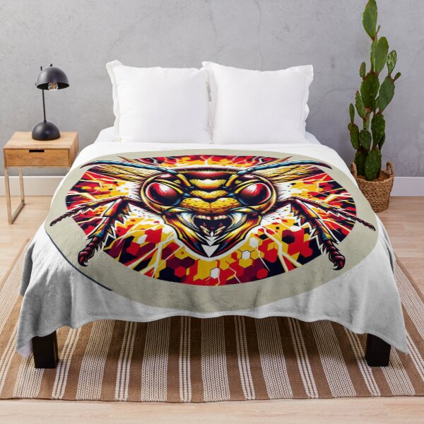 Item preview, Electric Wasp - Vibrant Cyberpunk Insect Art" designed and sold by MiszungART.