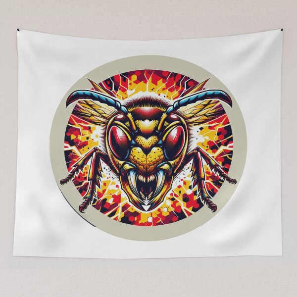 Item preview, Electric Wasp - Vibrant Cyberpunk Insect Art" designed and sold by MiszungART.