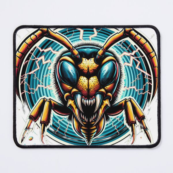Item preview, Electric Wasp - Vibrant Cyberpunk Insect Art" designed and sold by MiszungART.