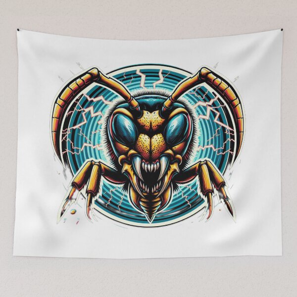 Item preview, Electric Wasp - Vibrant Cyberpunk Insect Art" designed and sold by MiszungART.