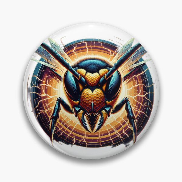 Item preview, Electric Wasp - Vibrant Cyberpunk Insect Art designed and sold by MiszungART.