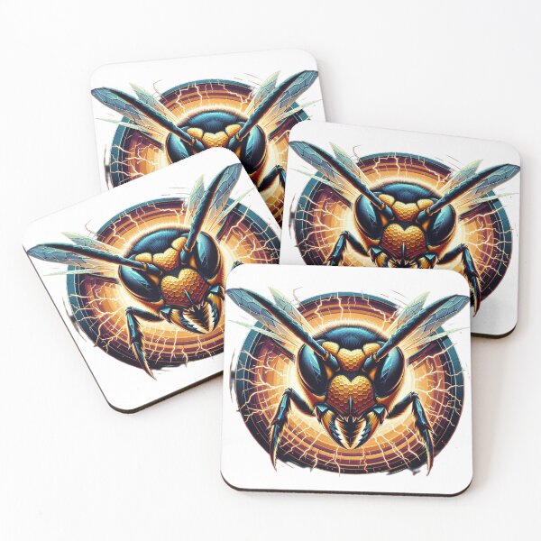 Item preview, Electric Wasp - Vibrant Cyberpunk Insect Art designed and sold by MiszungART.