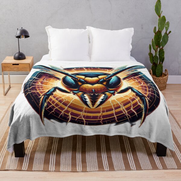 Item preview, Electric Wasp - Vibrant Cyberpunk Insect Art designed and sold by MiszungART.