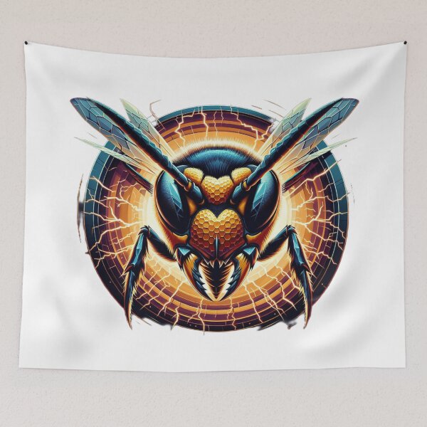 Item preview, Electric Wasp - Vibrant Cyberpunk Insect Art designed and sold by MiszungART.