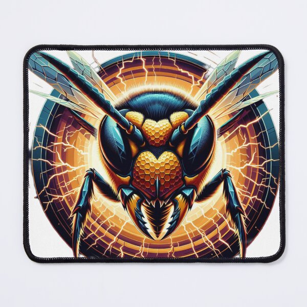 Item preview, Electric Wasp - Vibrant Cyberpunk Insect Art designed and sold by MiszungART.