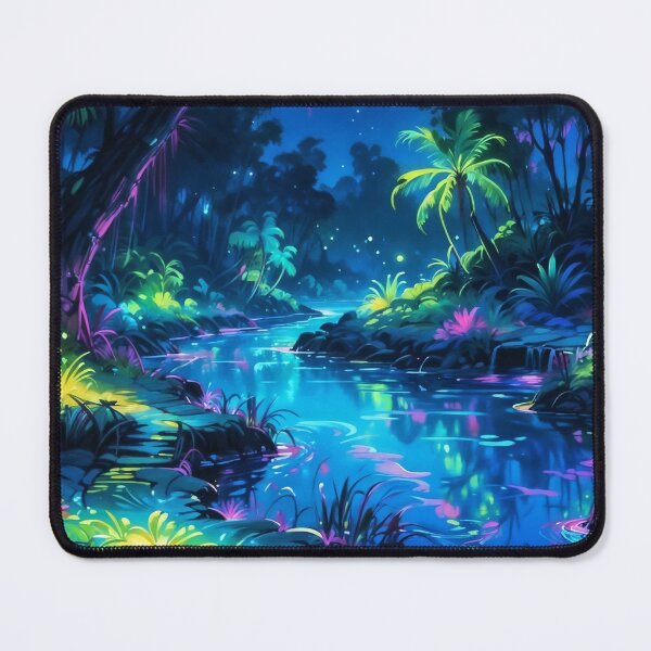 Item preview, A river flows through a fluorescent jungle designed and sold by CreativPurpose.