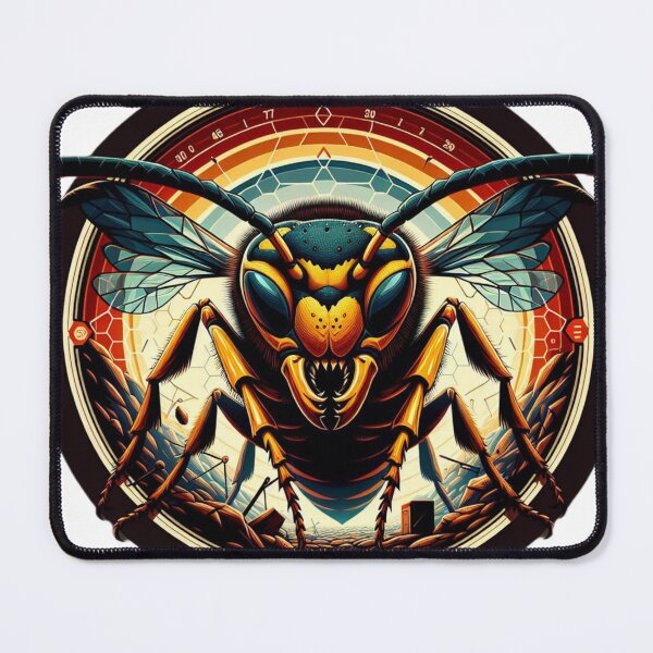 Item preview, Electric Wasp - Vibrant Cyberpunk Insect Art designed and sold by MiszungART.