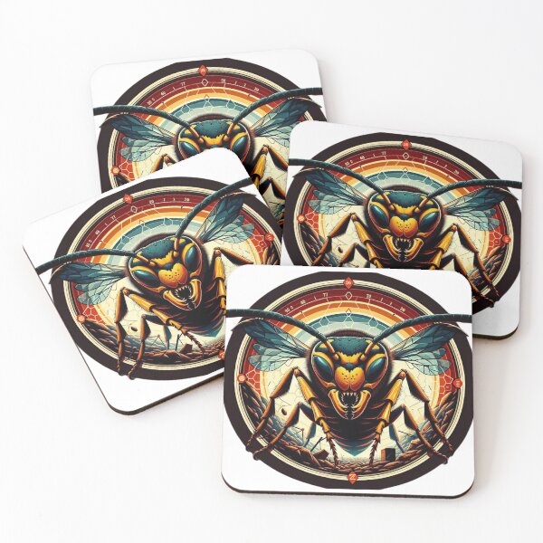 Item preview, Electric Wasp - Vibrant Cyberpunk Insect Art designed and sold by MiszungART.