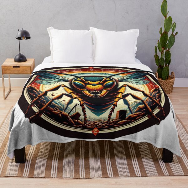 Item preview, Electric Wasp - Vibrant Cyberpunk Insect Art designed and sold by MiszungART.