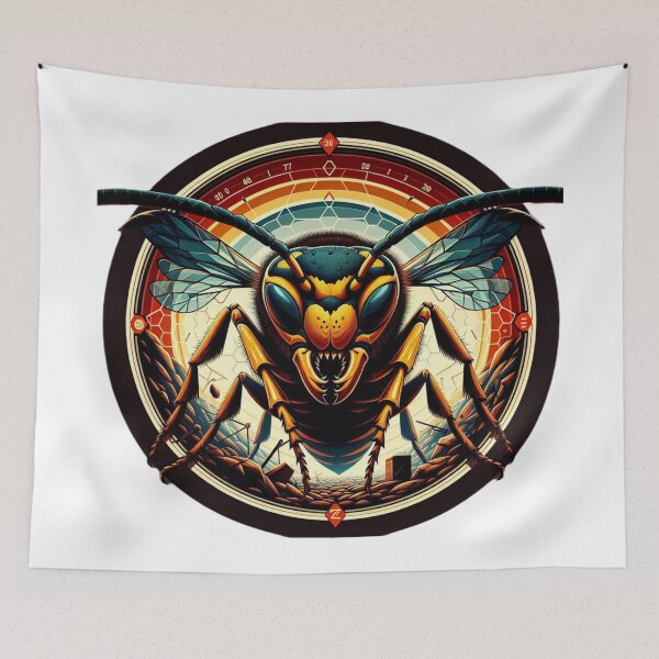 Item preview, Electric Wasp - Vibrant Cyberpunk Insect Art designed and sold by MiszungART.