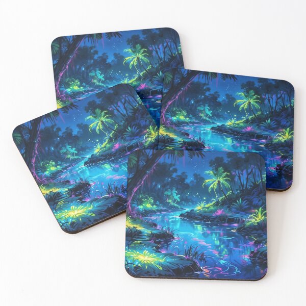 Item preview, A river flows through a fluorescent jungle designed and sold by CreativPurpose.