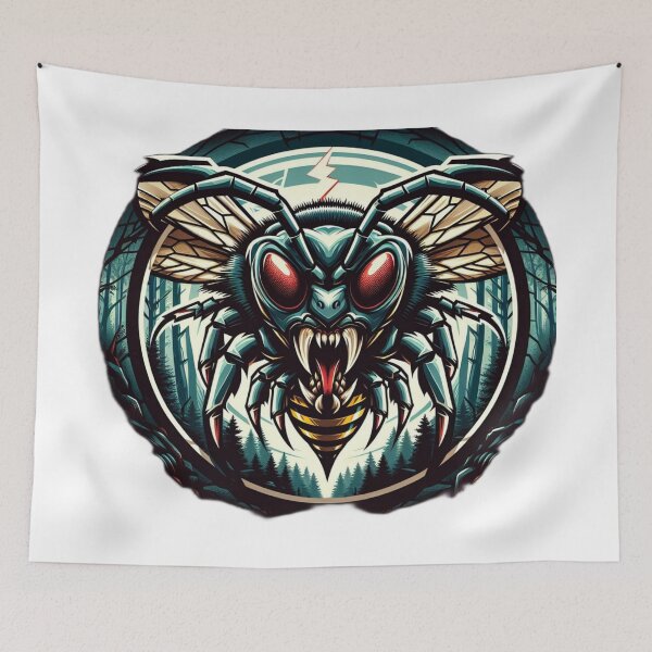 Item preview, Electric Wasp - Vibrant Cyberpunk Insect Art designed and sold by MiszungART.