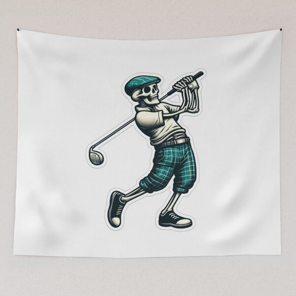 Item preview, Skeleton in sporty golf clothes playing Golf designed and sold by BrinaandPops.