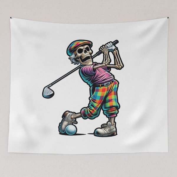 Item preview, Skeleton in sporty golf clothes playing Golf designed and sold by BrinaandPops.