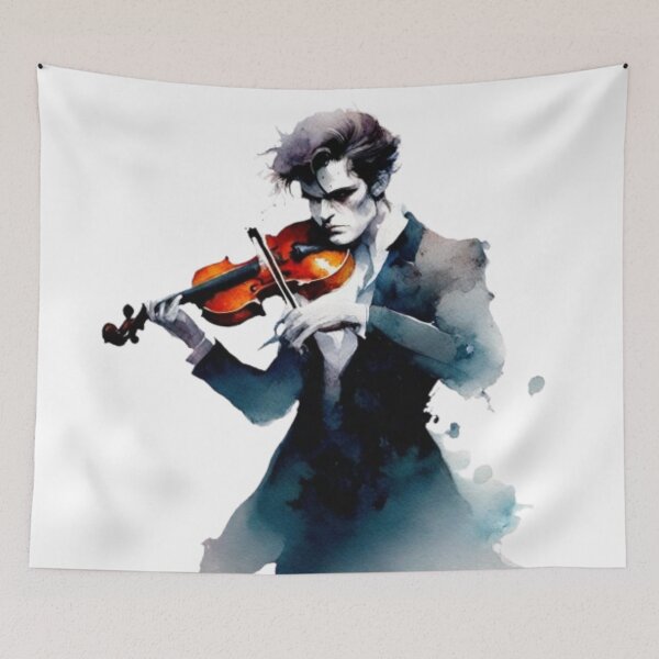 Item preview, Watercolor of man playing the violin designed and sold by luna--design.