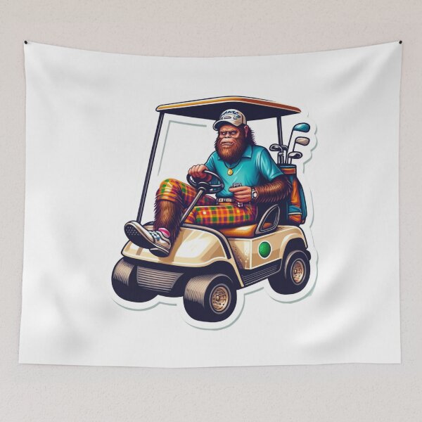 Item preview,  Bigfoot in driving a golf cart playing Golf designed and sold by BrinaandPops.