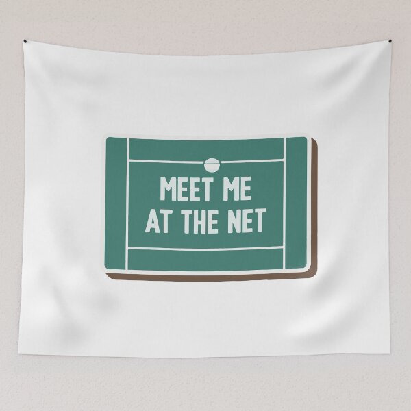 Item preview, Meet Me at the Net - Tennis Court Cartoon Sticker designed and sold by NiftyWrx.