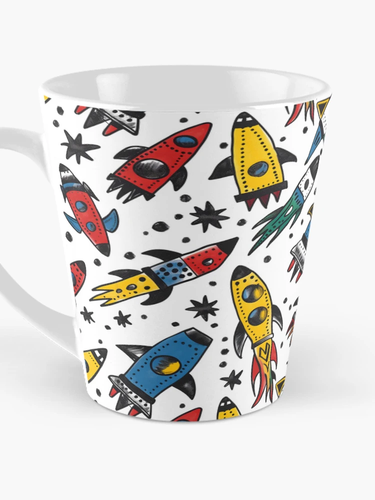 Thumbnail 3 of 4, Coffee Mug, Space Rockets Pattern For Kids designed and sold by sheprint.