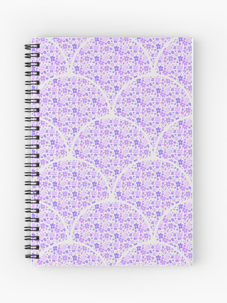 Journal, Lilac and Lavender Retro Florals Art Deco Scallop designed and sold by Triplicate Limited
