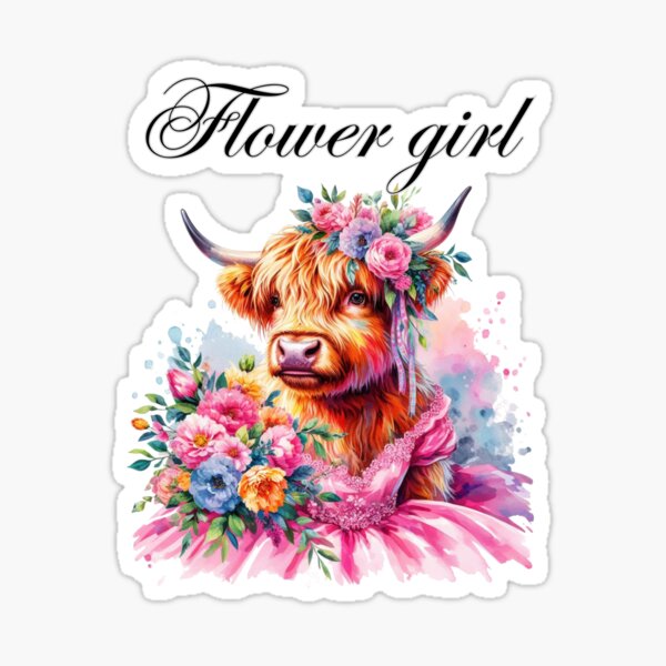 Item preview, Flower Girl Highland Cow Colorful Watercolor designed and sold by MaedK.