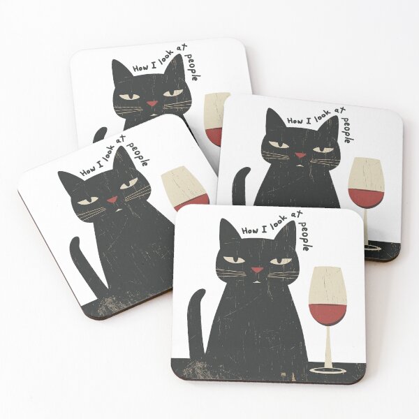 Artikelvorschau, Katze mit Wein „Wie ich Menschen ansehe“ entworfen und verkauft von N monster.