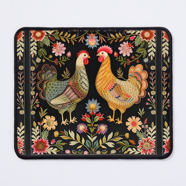 Item preview, Folk rooster and hen designed and sold by Folksy Living.
