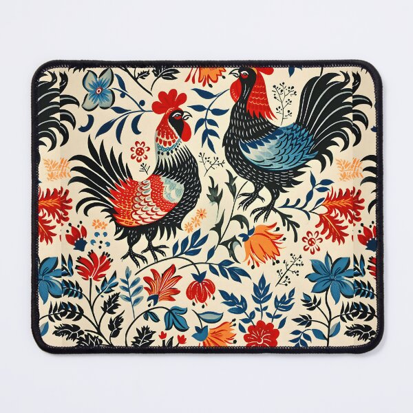 Item preview, Folk roosters and flowers designed and sold by Folksy Living.