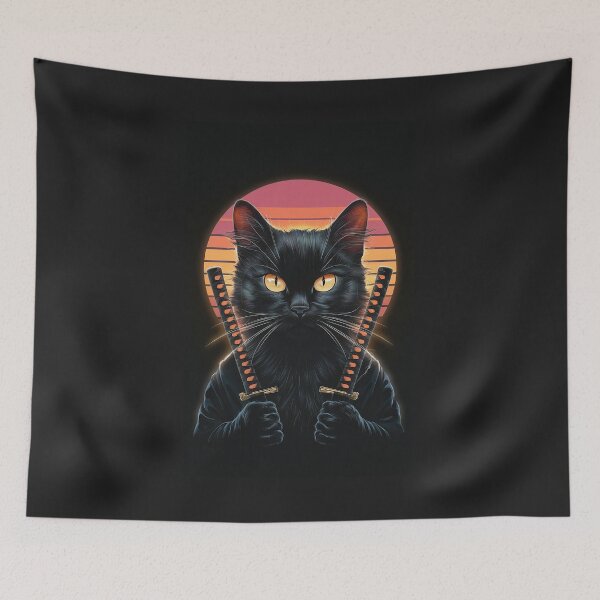 Item preview, Black Cat Samurai - Dark Fantasy Retro Sunset Mobile Cover designed and sold by AsCreationss.